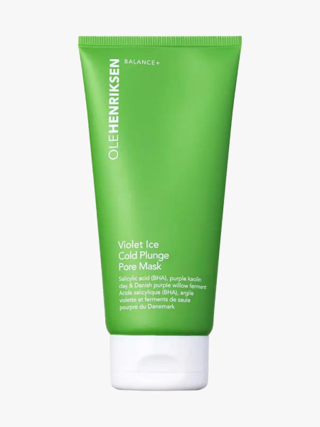 Ole Henriksen Violet Ice Cold Plunge Pore Clay Mask in branded tube component on a light gray background