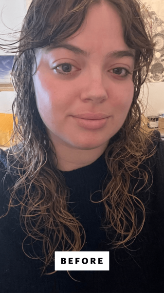 Sarah Hoffmann before using the Dyson Supersonic R